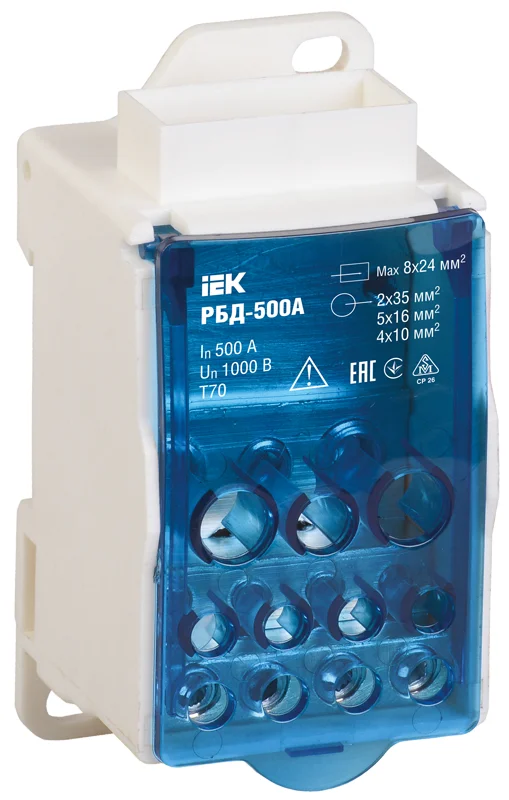 Распределительный блок на DIN-рейку РБД-500А IEK