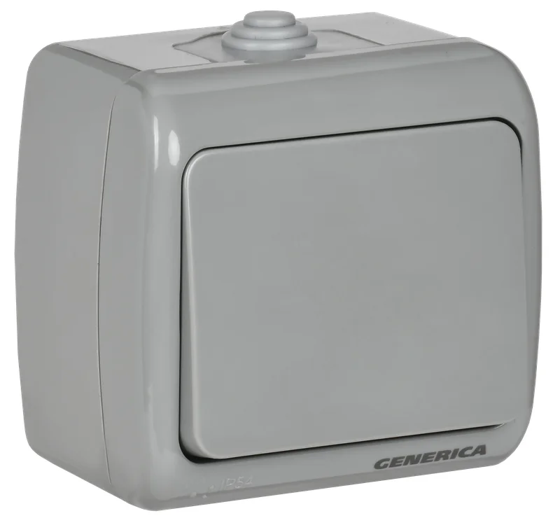 AQUATIC Выключатель 1-клавишный для открытой установки 10А IP54 ВС-20-1-0-А GENERICA