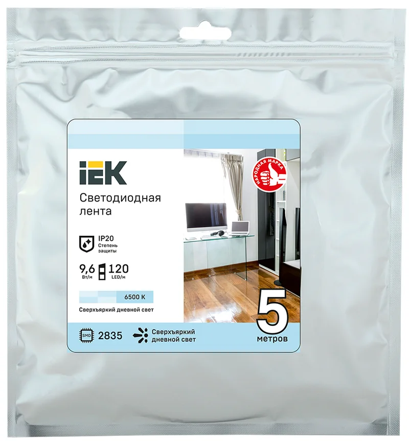 Лента LED 5м LSR-2835W120-9,6-IP20-12В IEK