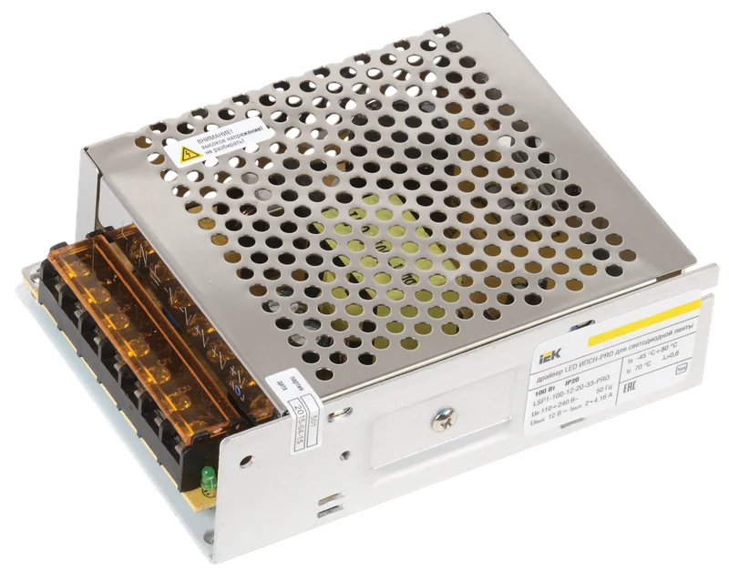 Драйвер LED ИПСН-PRO 100Вт 12 В блок - клеммы IP20 IEK