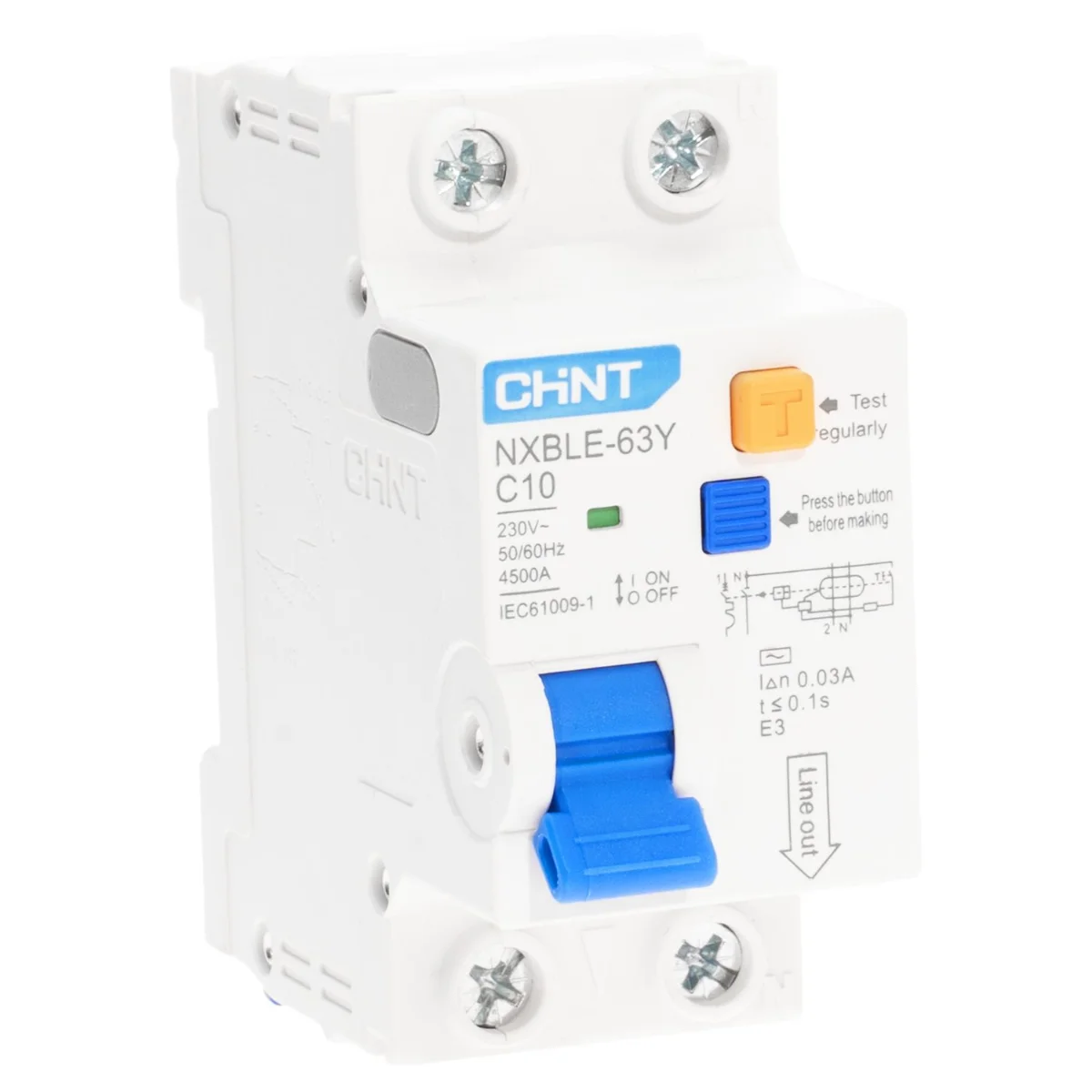 Differensial avtomat CHINT NXBLE-63Y 1P+N C10 30mA 4.5kA