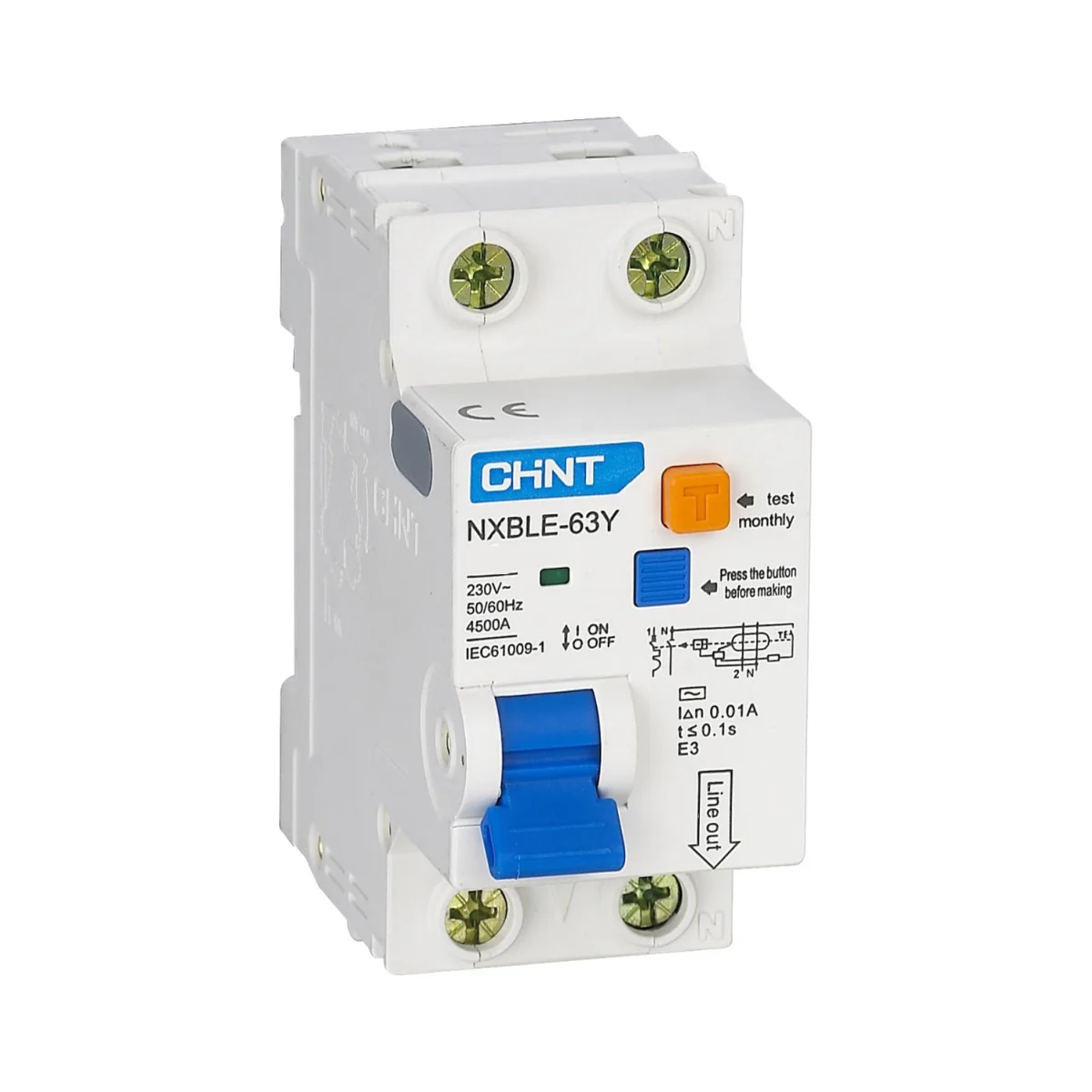 Differensial avtomat CHINT NXBLE-63Y 1P+N C63 30mA 4.5kA