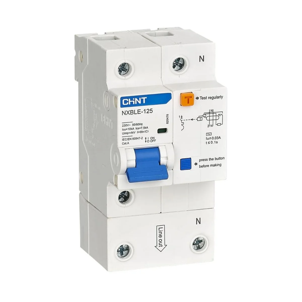 Differensial avtomat CHINT NXBLE-125 1P+N C80 30mA