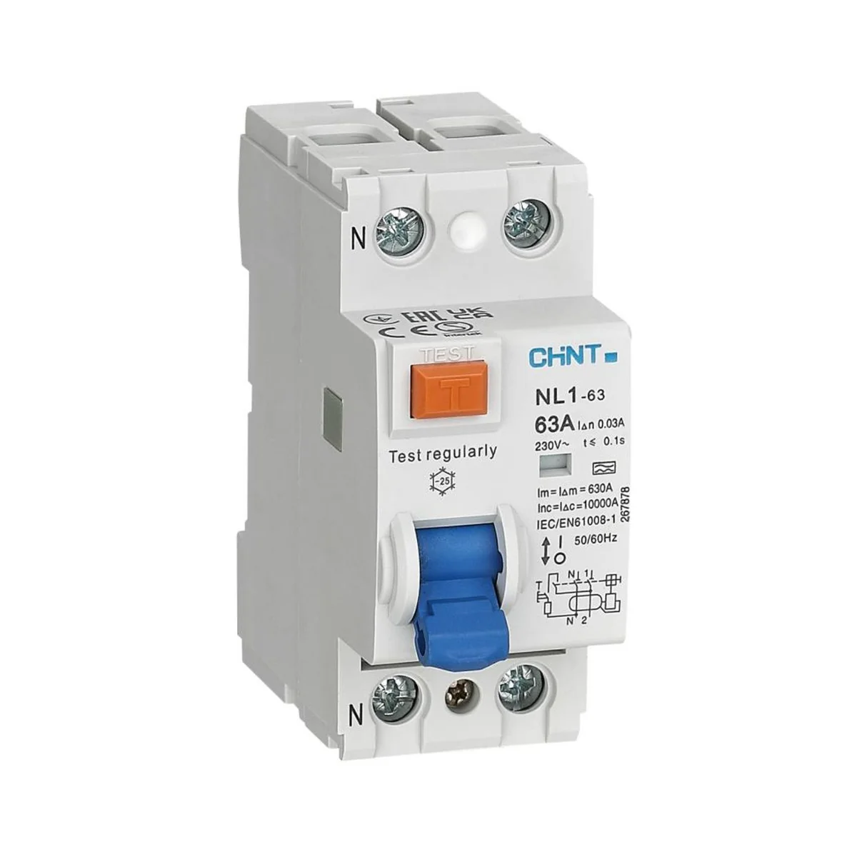 УЗО CHINT NL1-100 6кА 2P 80А 300мА type AC