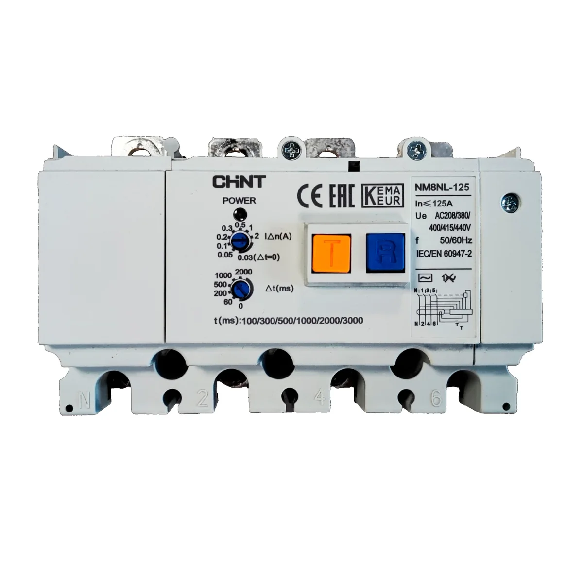 UZO CHINT NM8NL-125 4P RCD1+NM8N-125S TM 100 4C 50kA 30mA-1A