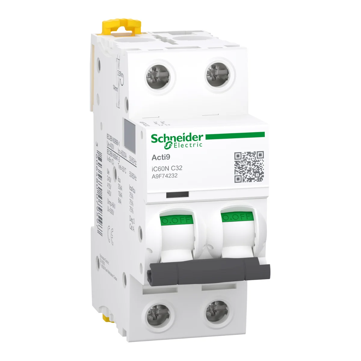 Автоматический выключатель Schneider Electric iC60N 2P 32A C (A9F74232)