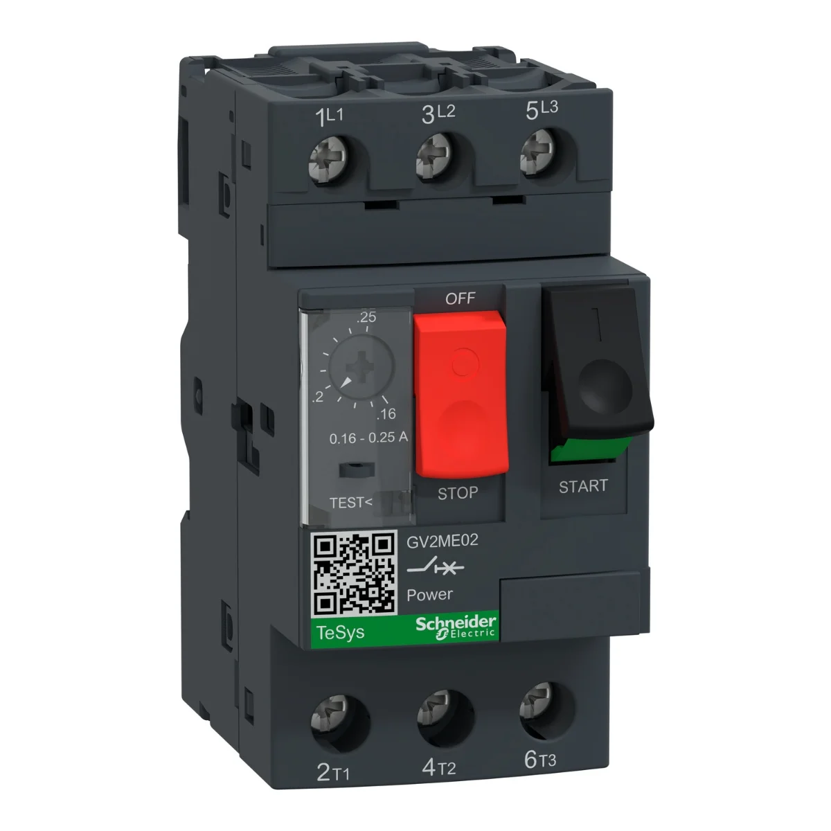Автоматический выключатель защиты двигателя Schneider Electric TeSys 3P 0,16-0,25А (GV2ME02)