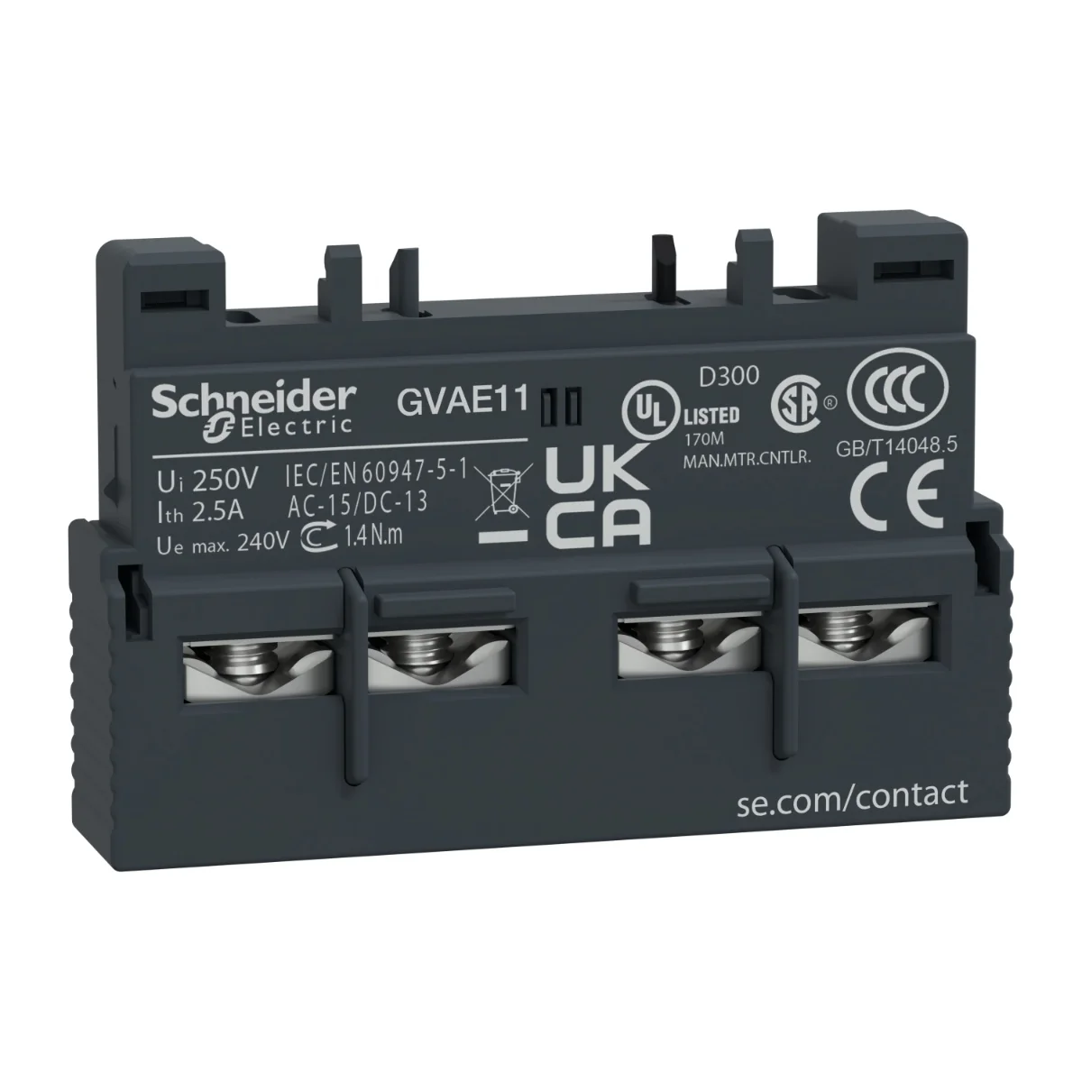 Дополнительный фронтальный блок контактов НО+НЗ Schneider Electric (GVAE11)
