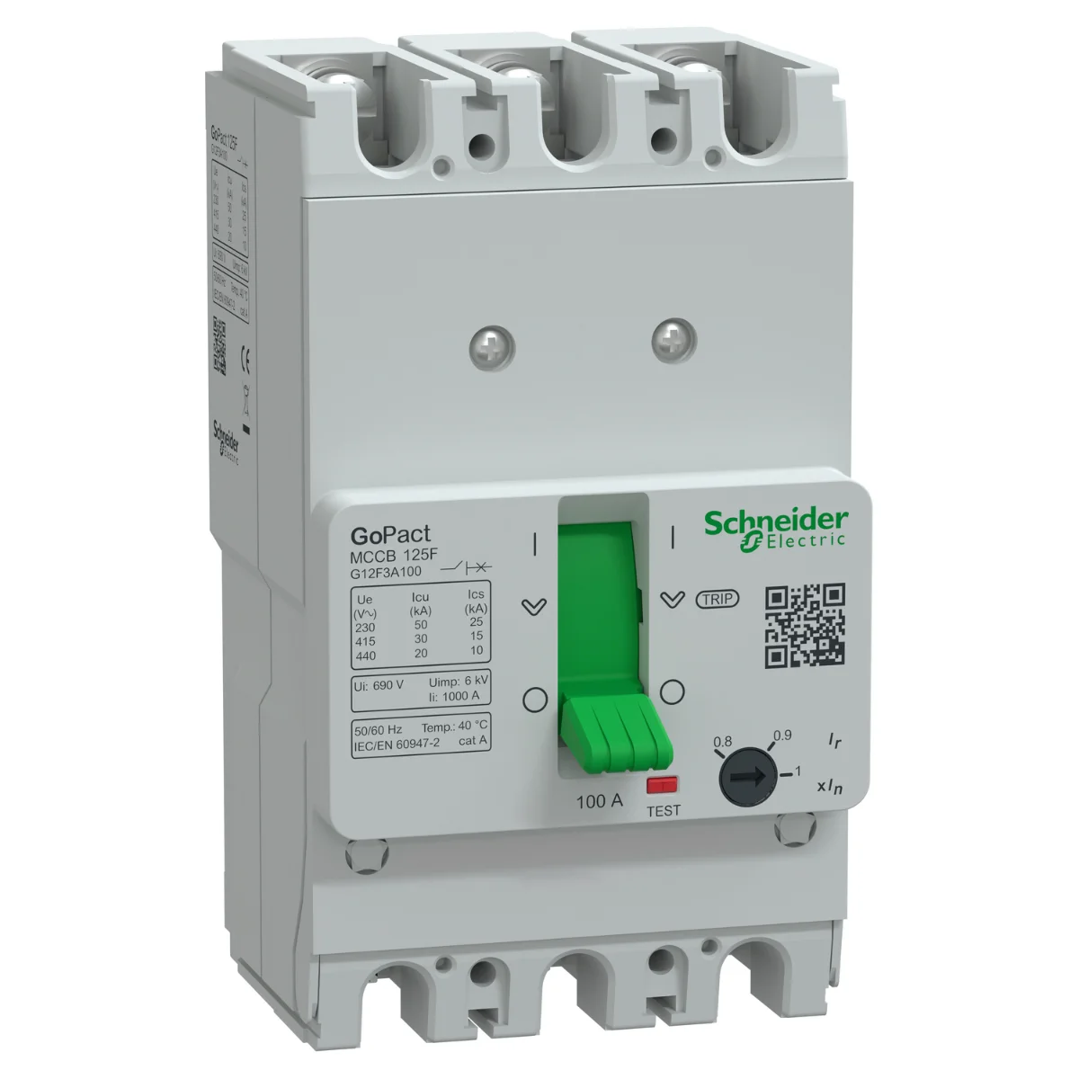 Автоматический выключатель Schneider Electric GoPacT G125F 30kA 3П3Т 100A регулируемый (G12F3A100)