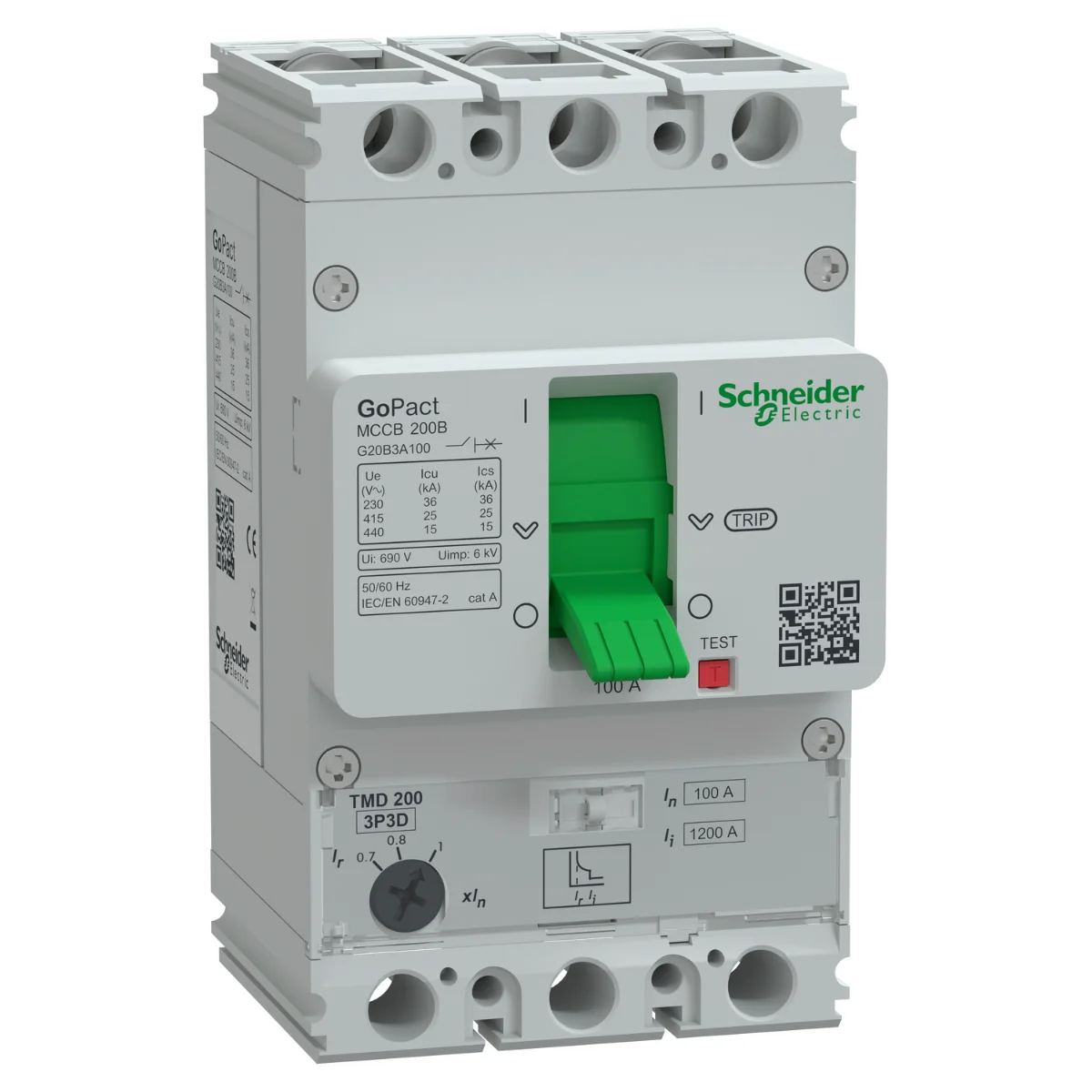 Автоматический выключатель Schneider Electric GoPact 200 3P 100A 25kA 415В AC TMD РТЗ (G20B3A100)