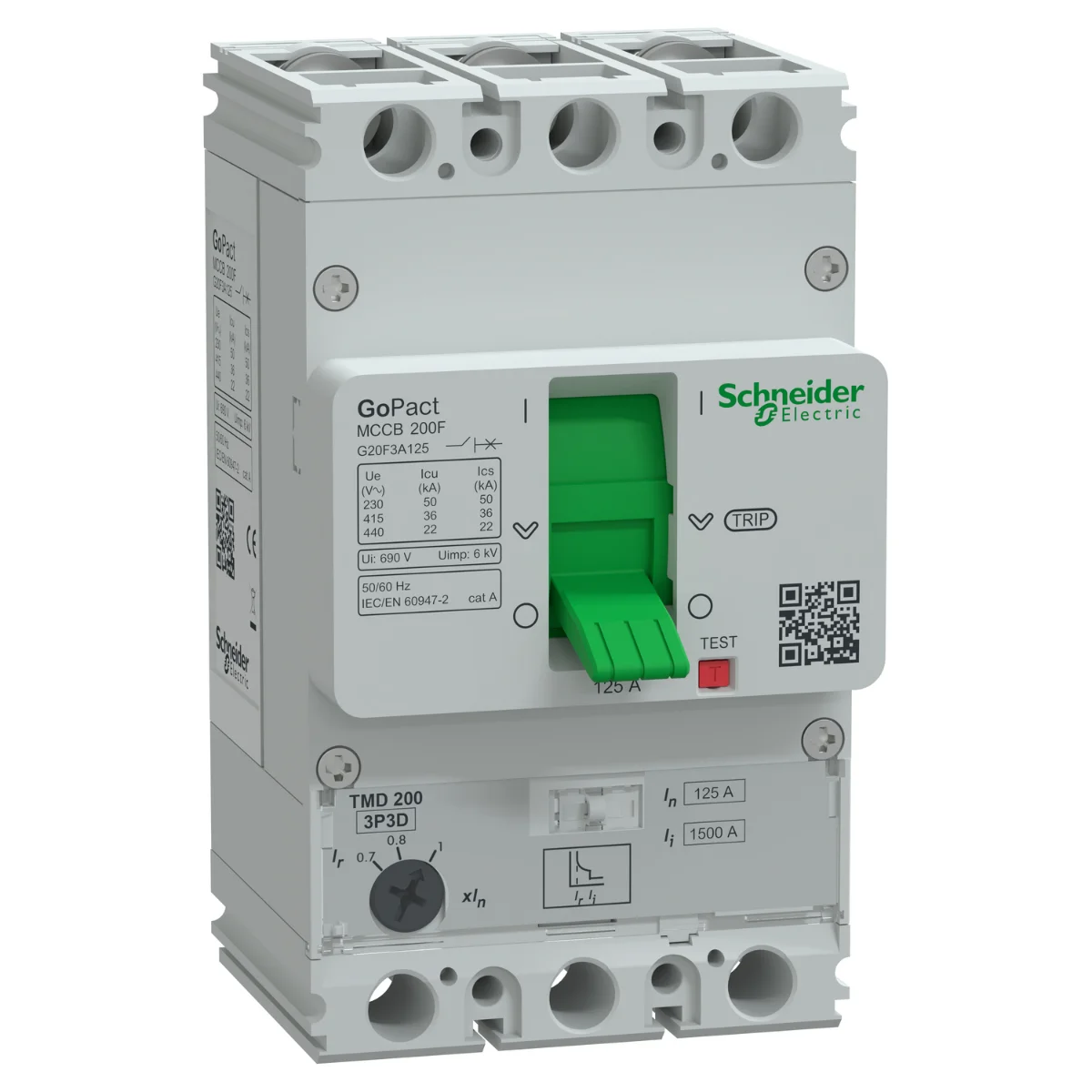 Avtomat uzgich Schneider Electric GoPact 200 3P 125A 35kA 415V AC TMD (G20F3A125)