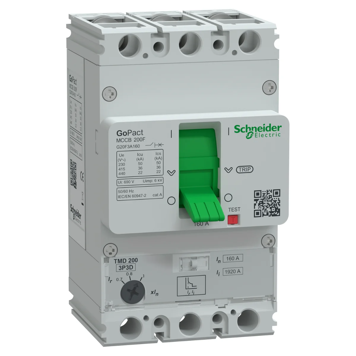 Автоматический выключатель Schneider Electric GoPact 200 3P 160А 35kA 415В AC TMD РТЗ (G20F3A160)