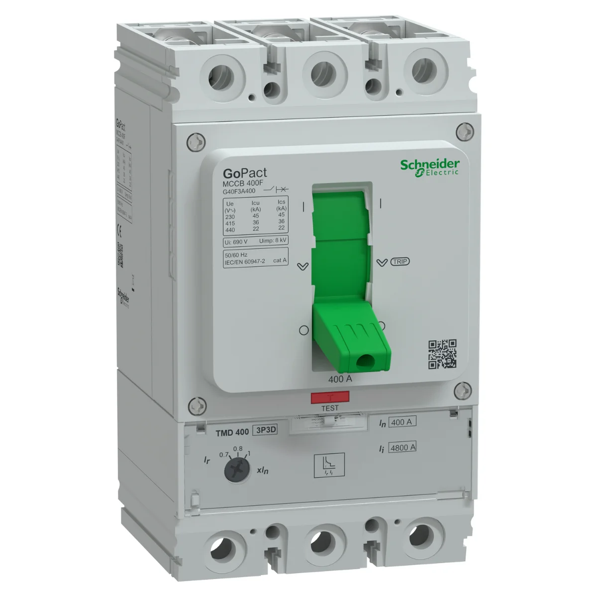 Автоматический выключатель Schneider Electric GoPacT G400F 36kA 3П3Т 400A регулируемый (G40F3A400)